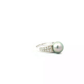 18k White Gold .75ct G VS2 Round Diamond / Fresh Water Silver Pearl 10.5mm Ring